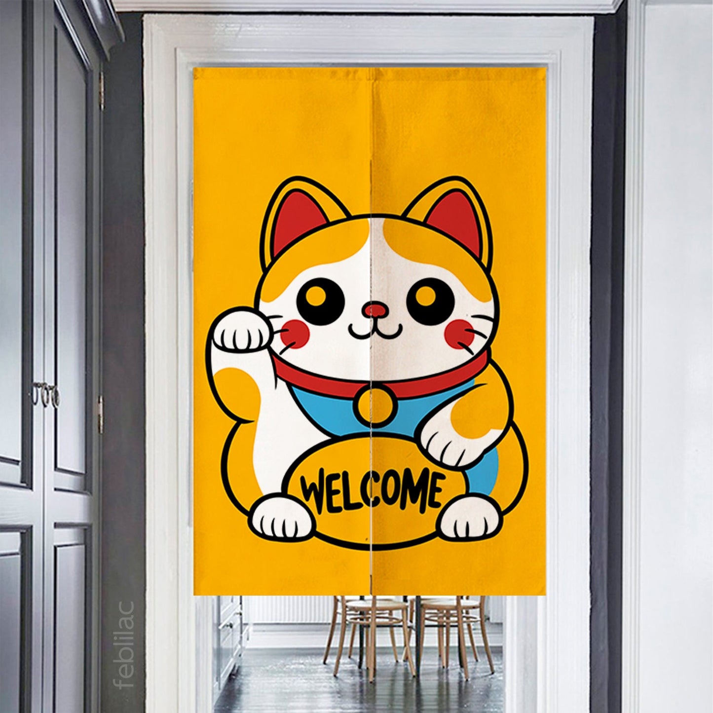 Lucky Cat Welcome Door Curtain
