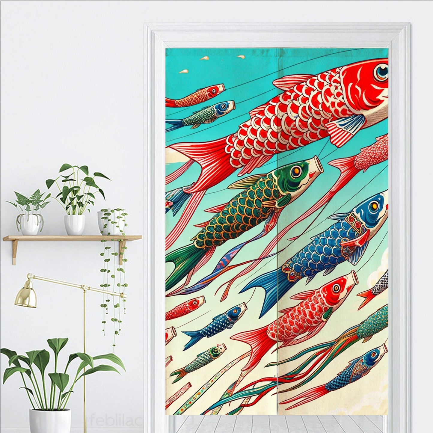 Flying Koi Complex Version Door Curtain