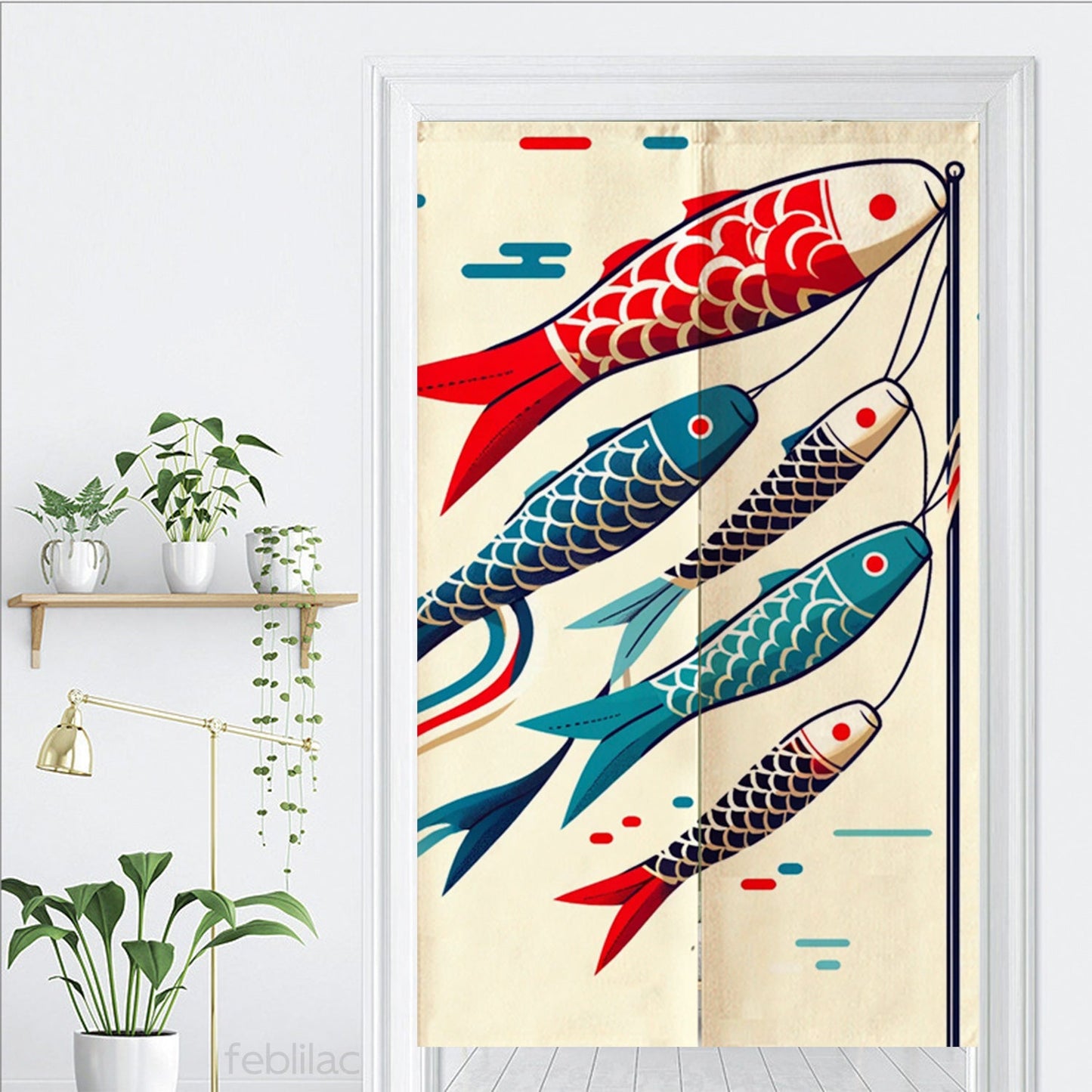 Flying Koi Simple Version Door Curtain