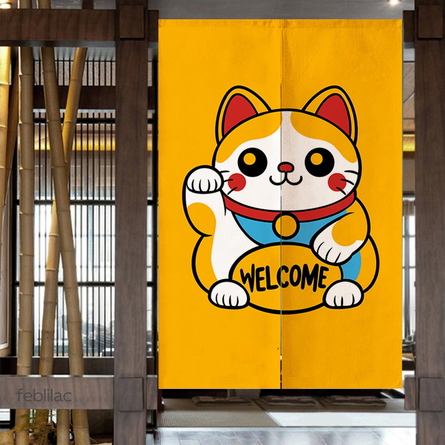 Lucky Cat Welcome Door Curtain