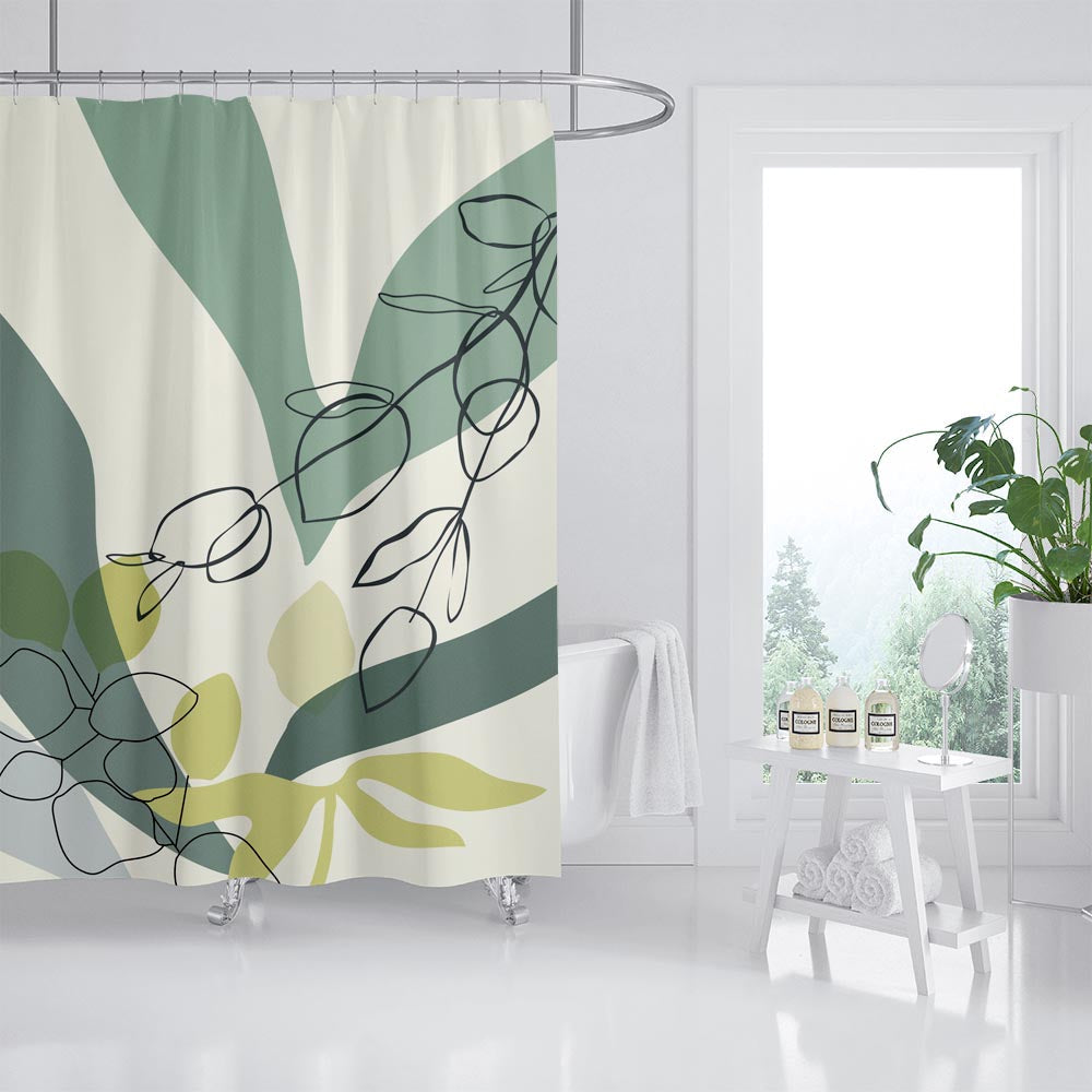 Green Spring Art Leaves Shower Curtain