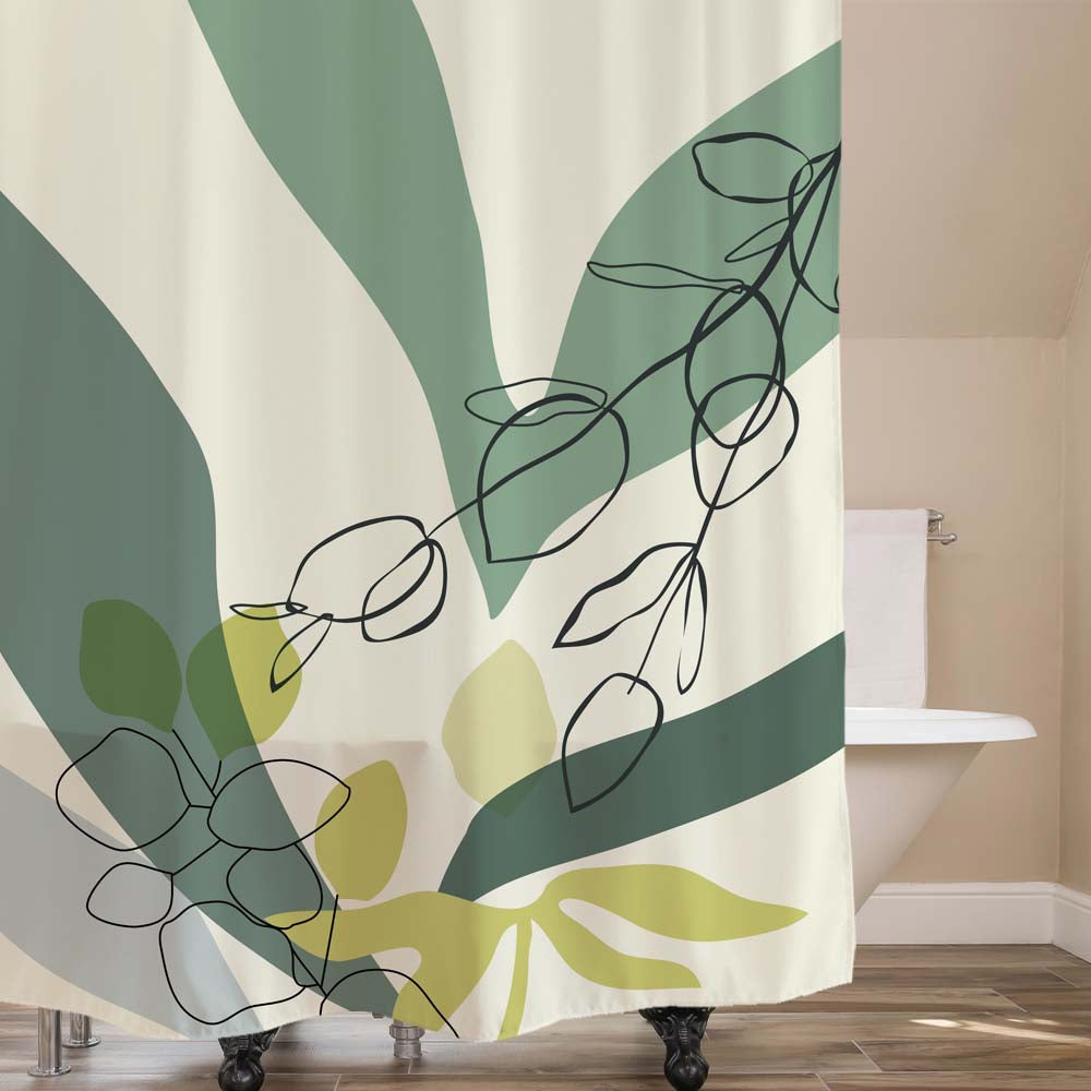 Green Spring Art Leaves Shower Curtain