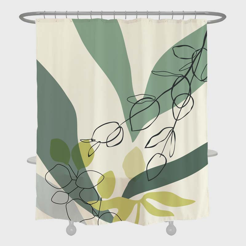 Green Spring Art Leaves Shower Curtain