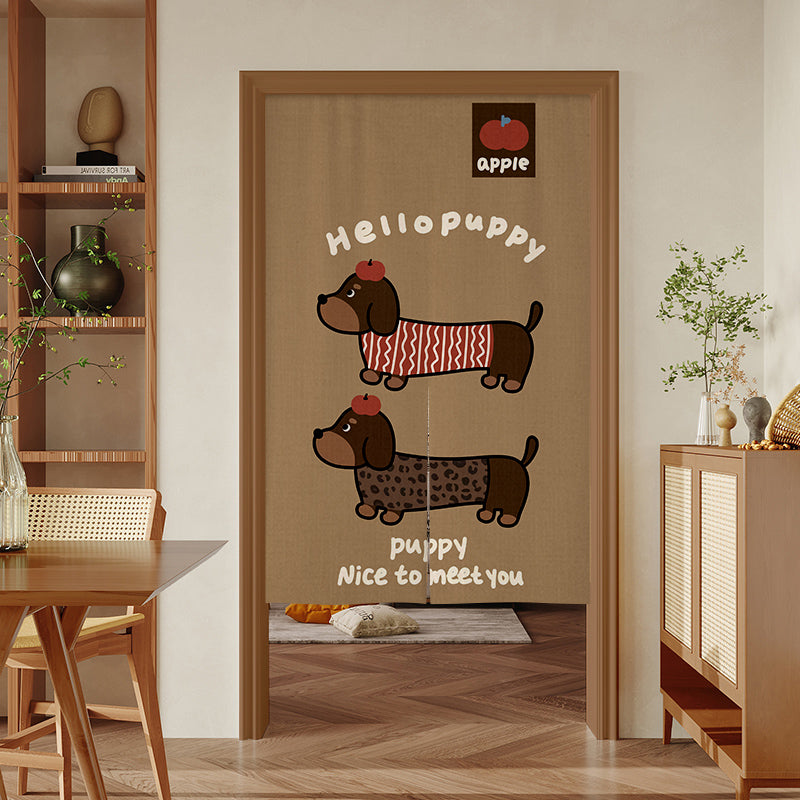 Two brown puppies Door Curtain