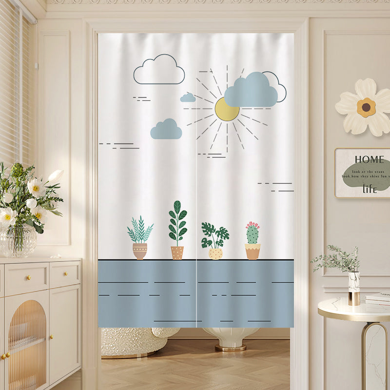 Sunlight and potted plants Door Curtain