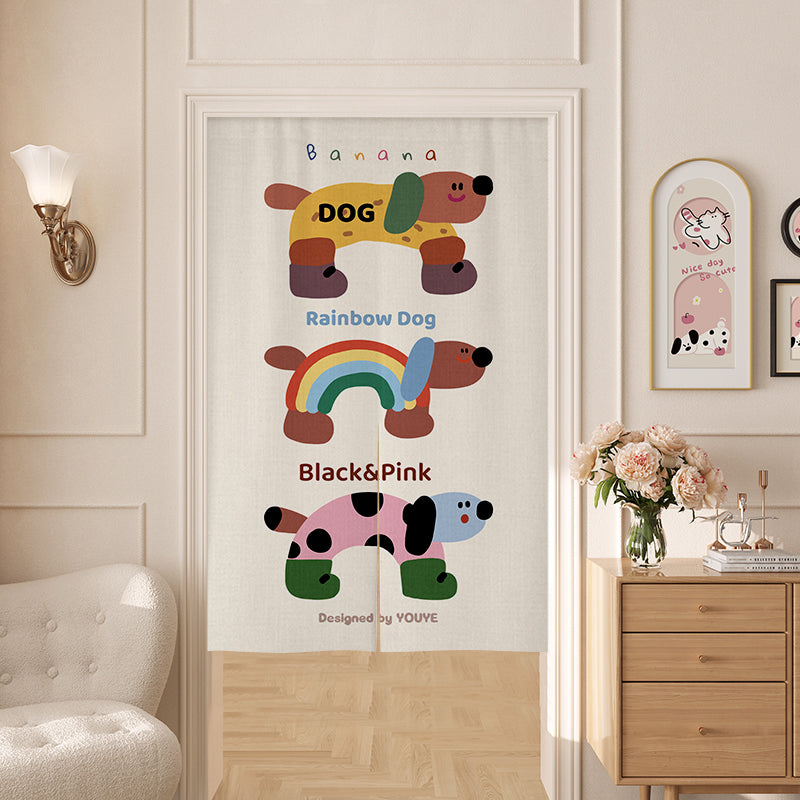 Happy Puppy Door Curtain