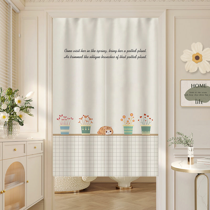 Potted Cat Door Curtain