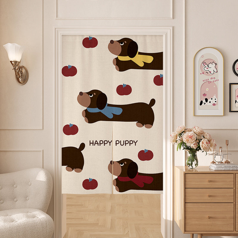 Puppy who loves apples Door Curtain