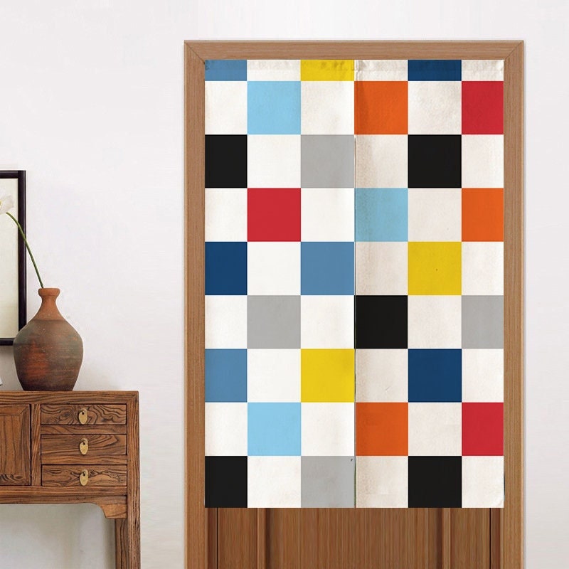 Color Checkerboard Doorway Curtain