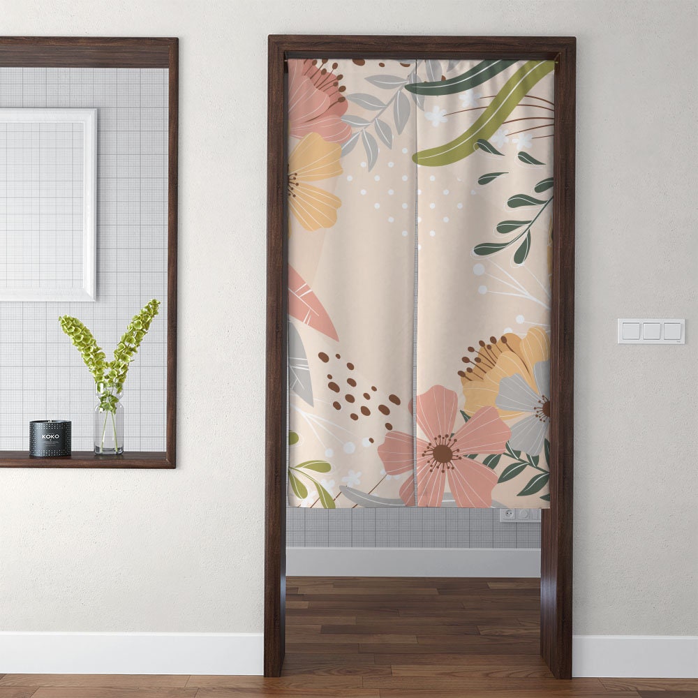Pink Rainforest Print Japanese Door Curtain