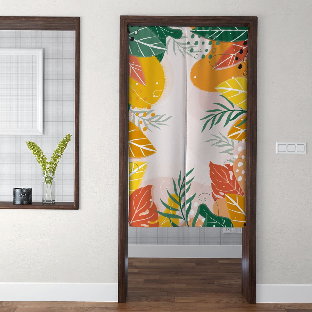 Yellow Rainforest Print Japanese Door Curtain
