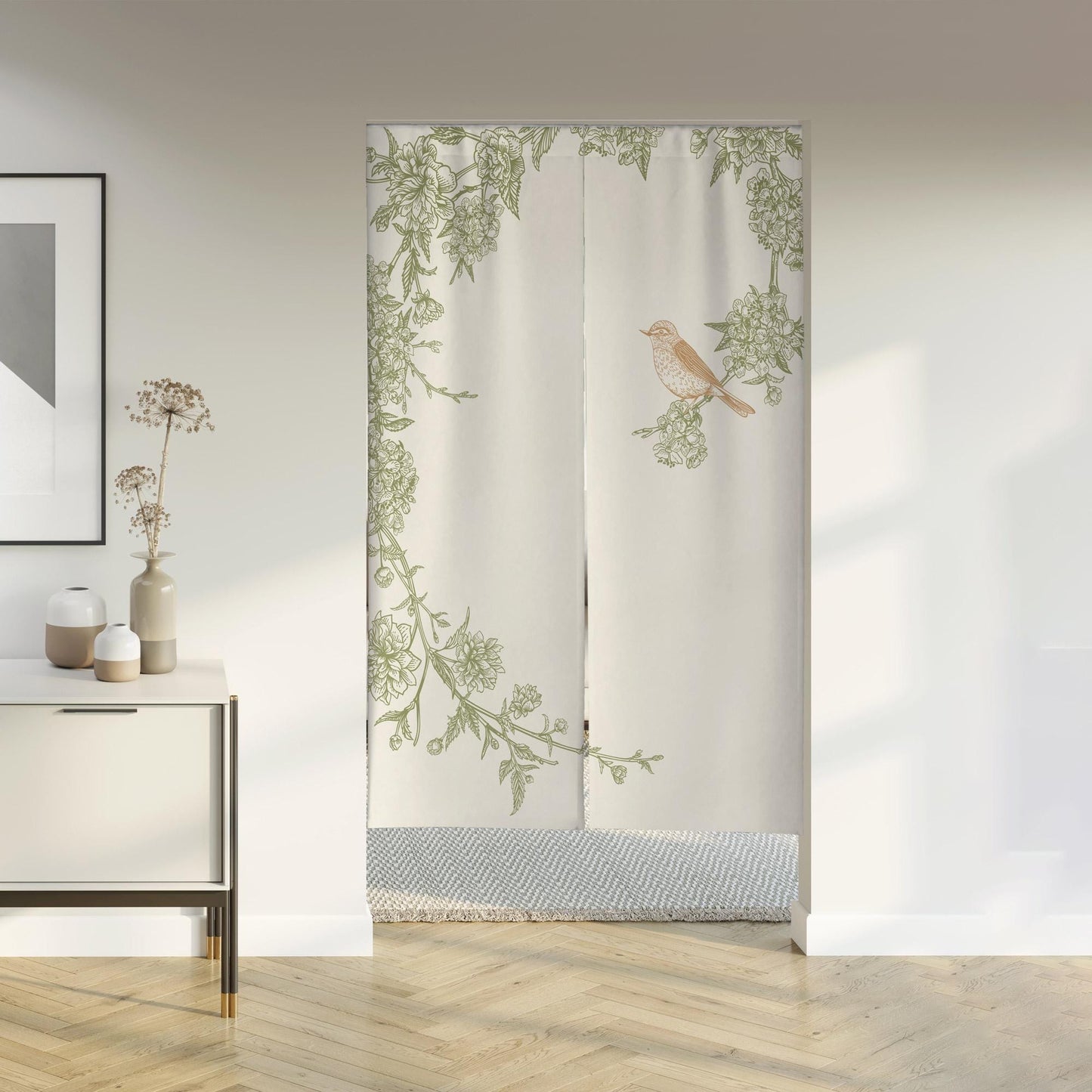 Retro Flowers Noren Door Curtain