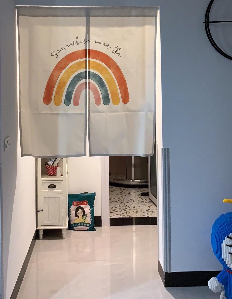 Custom Doorway Curtains, Linen Noren Door Curtain, Chinese Ink Painting Curtain, Noren Panel, Short Curtain, Curtain for kids