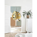Pastel Color Golden Monstera Leaf Art Print Doorway Curtain Noren image 0