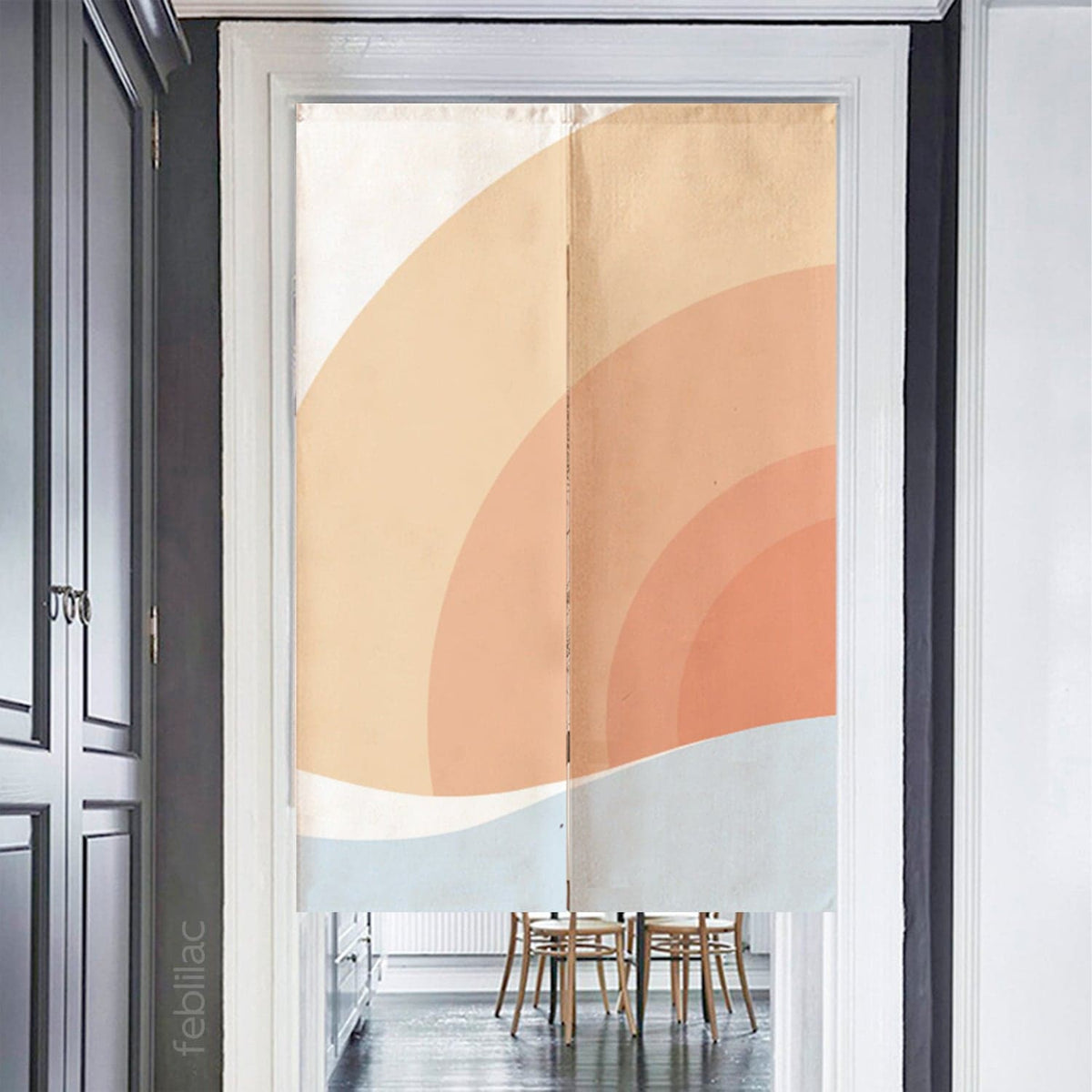 Pink Gradient Sun Rising Door Curtain image 1