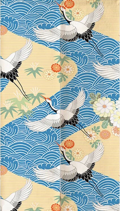 Oriental Japanese Crane Art Print Doorway Curtain Noren image 1