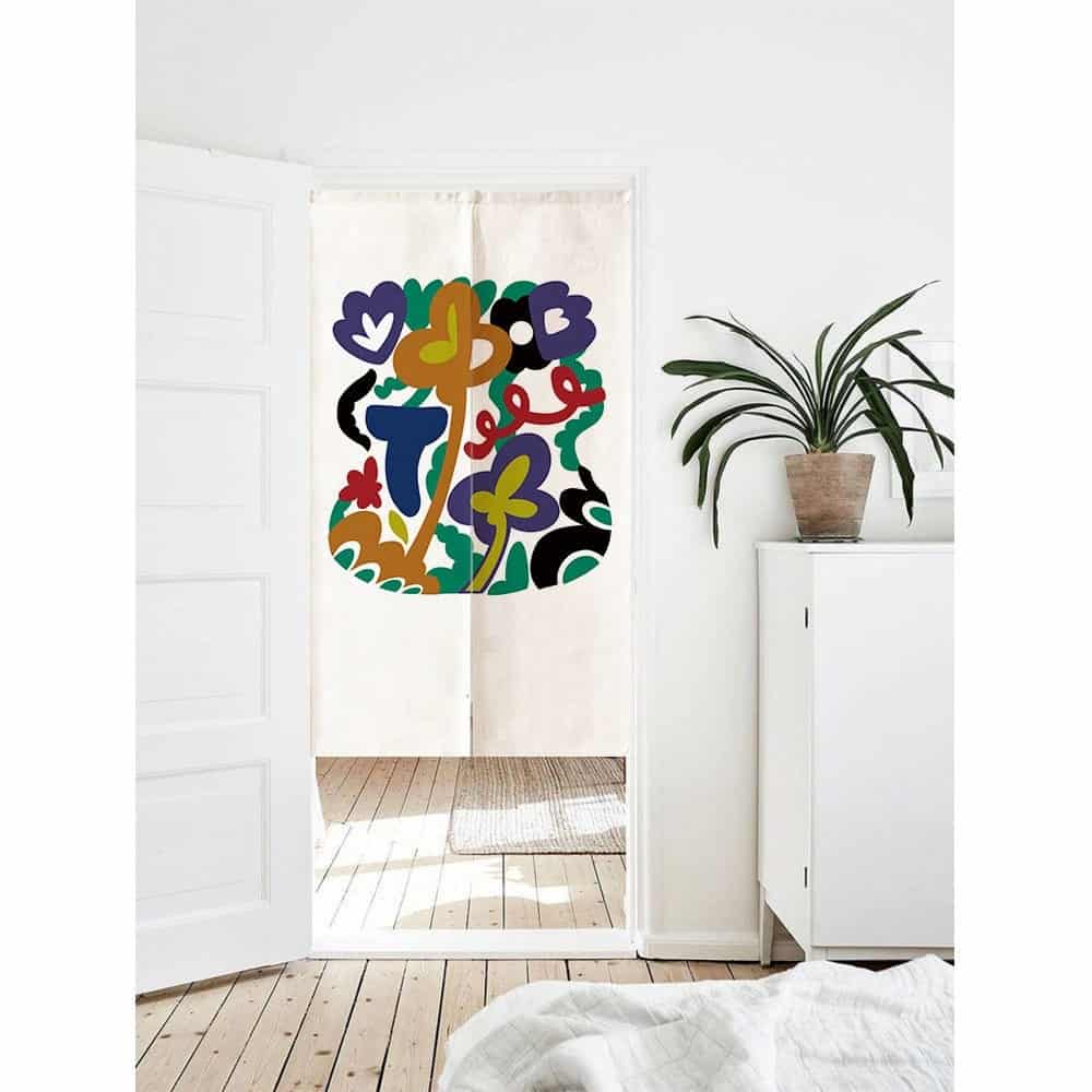 Matisse Inspired Abstract Art Illustration Doorway Entrance Curtain Noren image 0