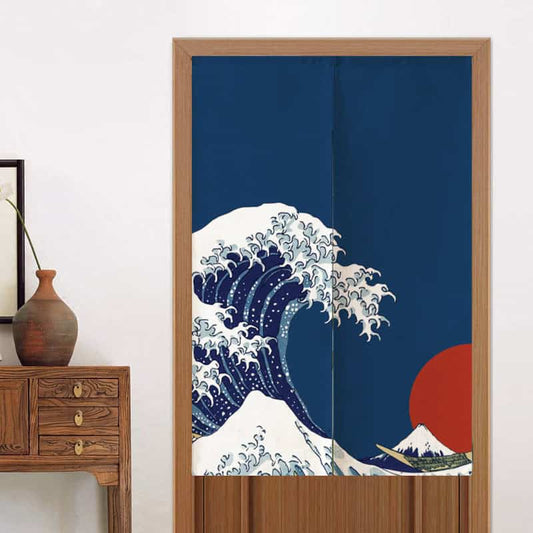 Waves and the Sun Ukiyoe Kanagawa Door Curtain image 0