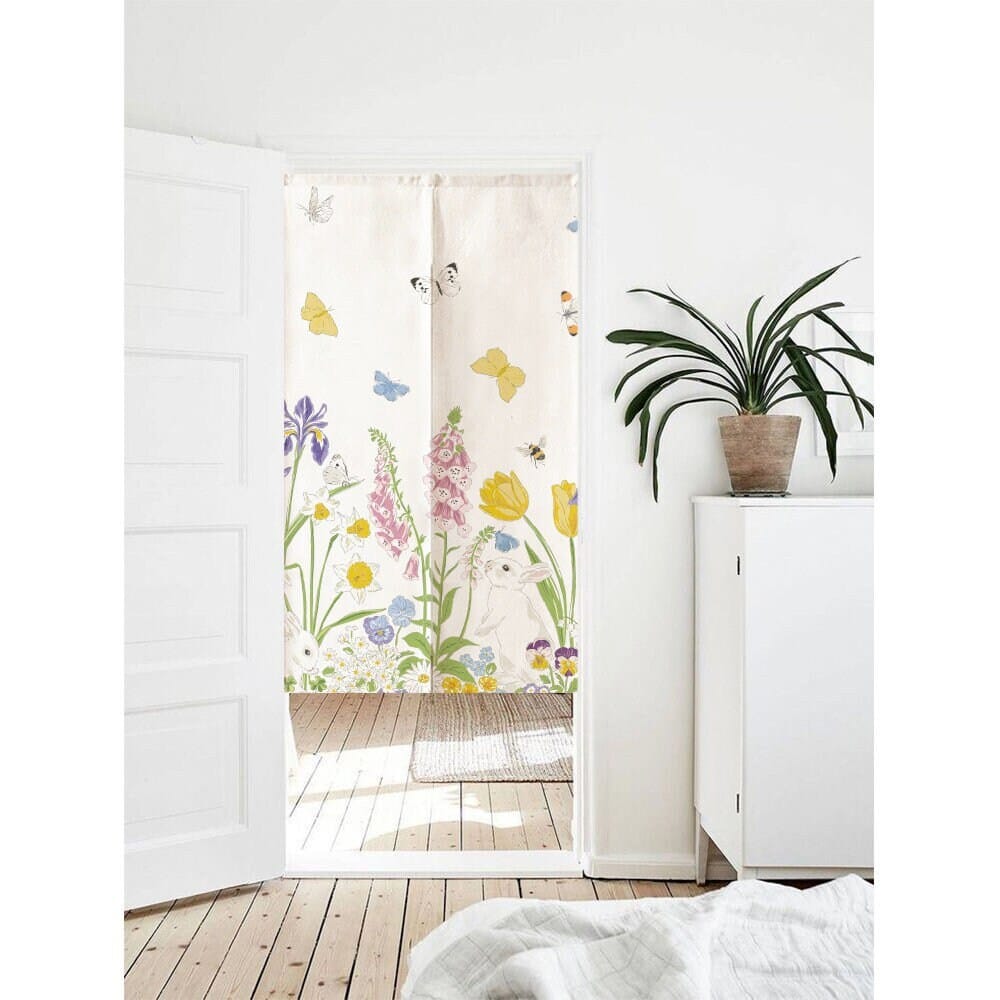 Flower &amp; Grass Pattern Door Curtain image 0