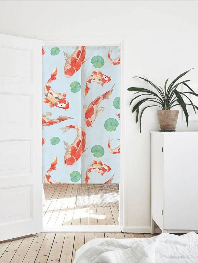 Japanese Koi Art Inspired Doorway Noren Curtain image 0