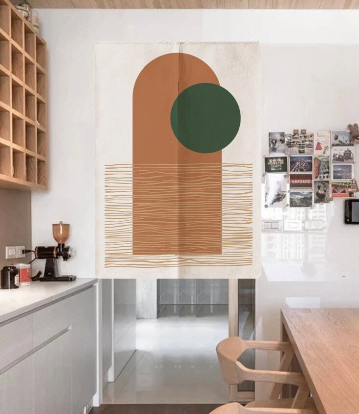 Abstract Geometry Minimal Art Print Doorway Curtain Noren image 1