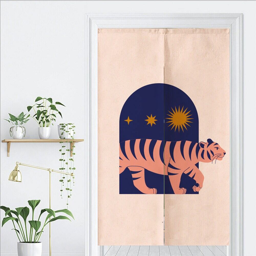 Aesthetic Walking Cheetah Wild Animal Art Print Doorway Curtain Noren image 1