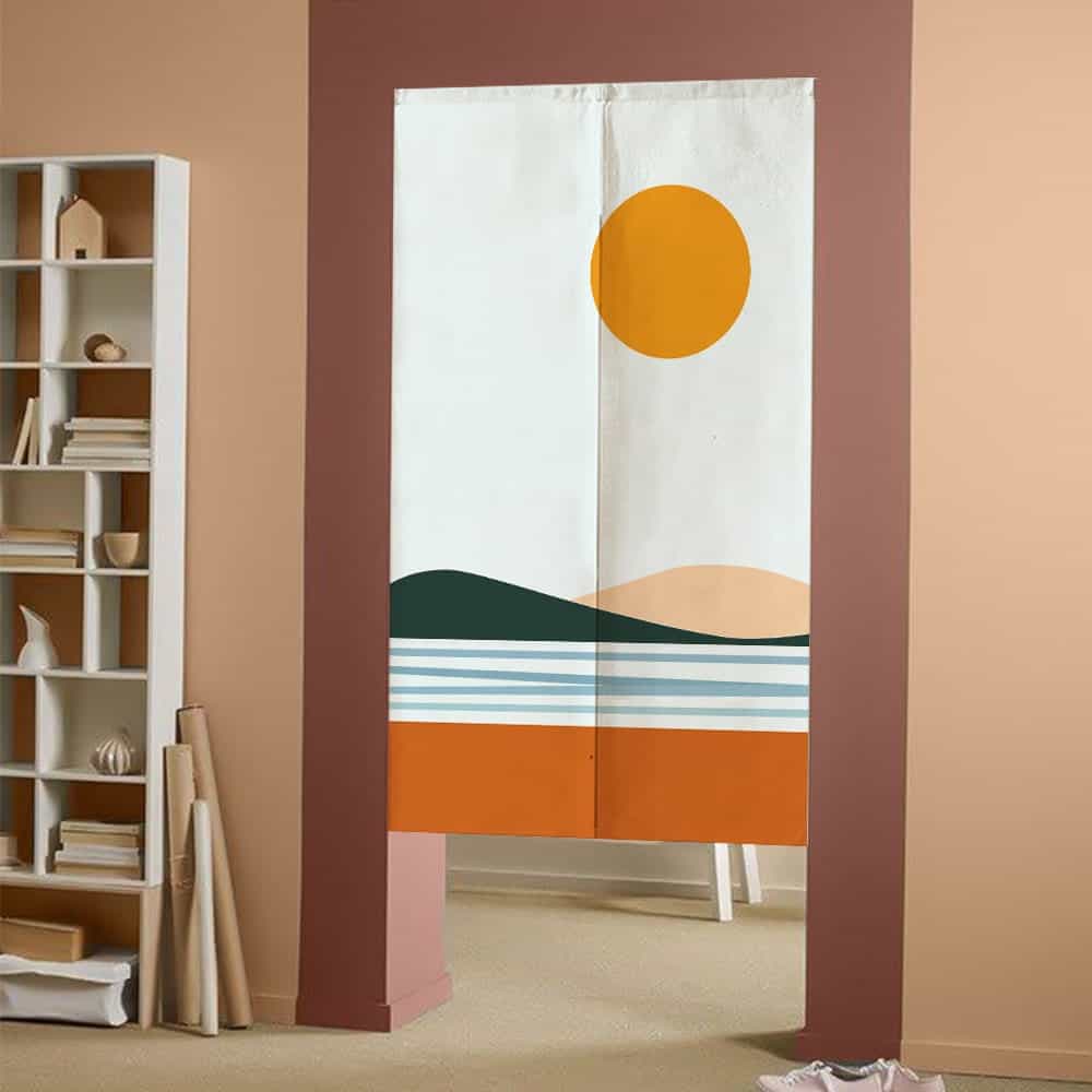 Green landscape painting Doorway Noren Curtain image 2