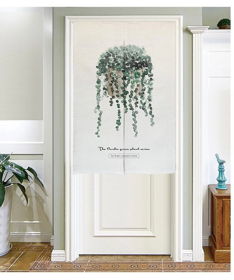 Watercolour Kentia Palm Painting Doorway Noren Curtain image 1
