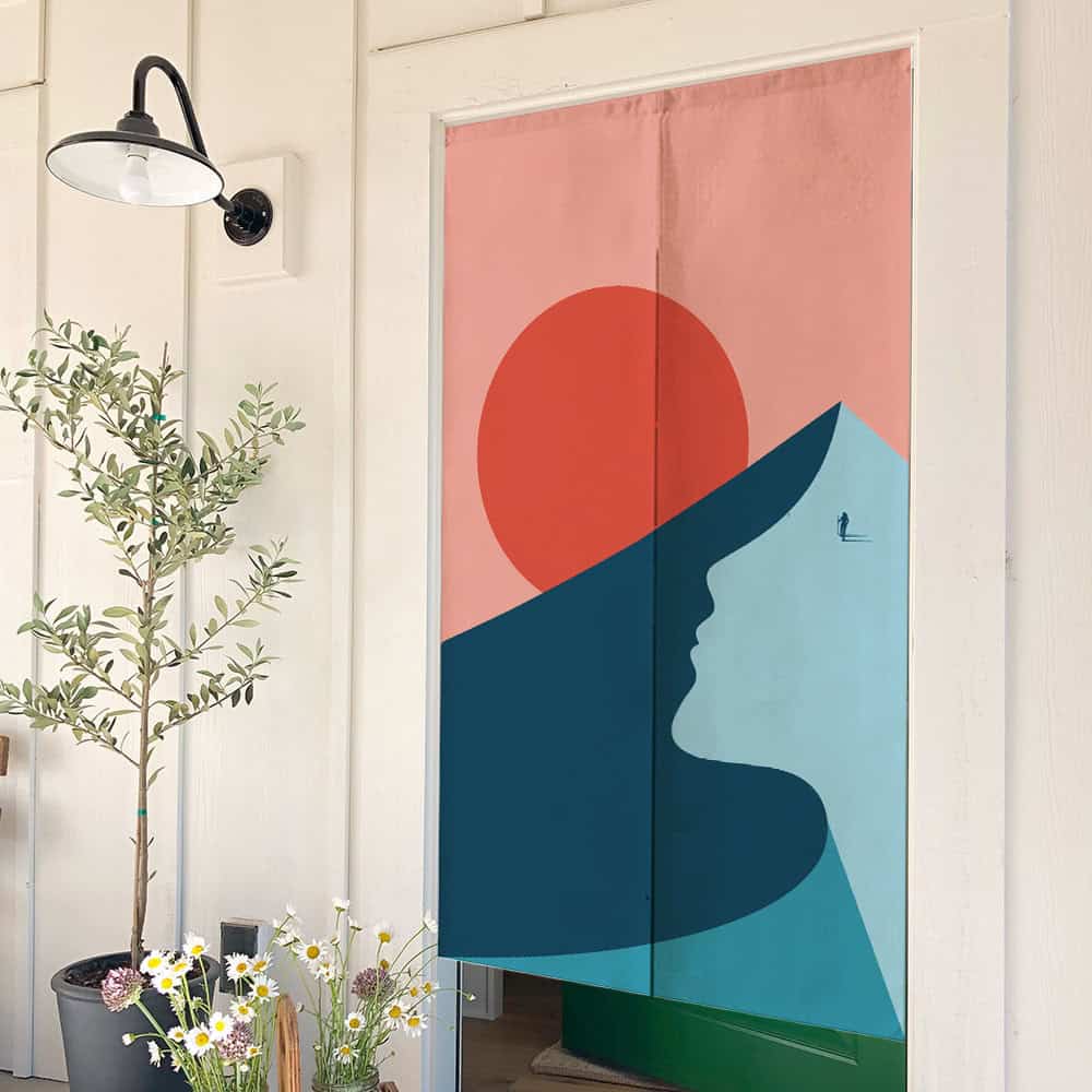 Green landscape painting Doorway Noren Curtain image 3