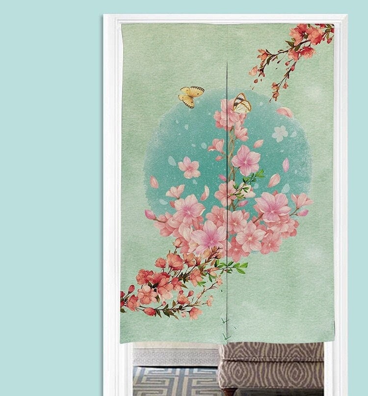 Pink blossoms Doorway Noren Curtain image 0