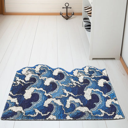 Japanese Blue Wave Entrance Door Mat