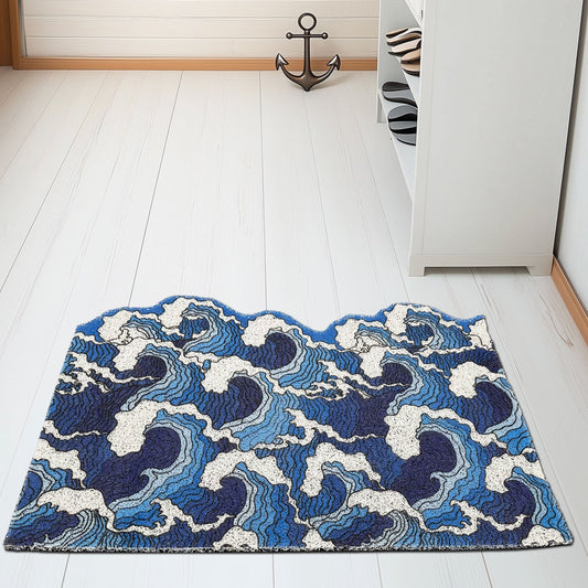 Japanese Blue Wave Entrance Door Mat