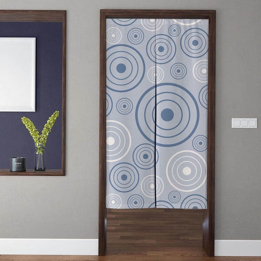 Minimalist Scandinavian Concentric Circles Ripple Pattern Slate Blue Doorway Curtain Noren Room Divider