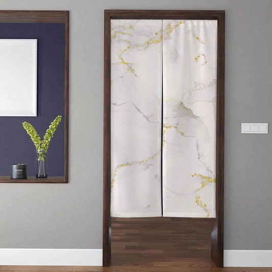 White Marble & Metallic Gold Foil Veins Doorway Curtain Noren Abstract Luxury Room Divider