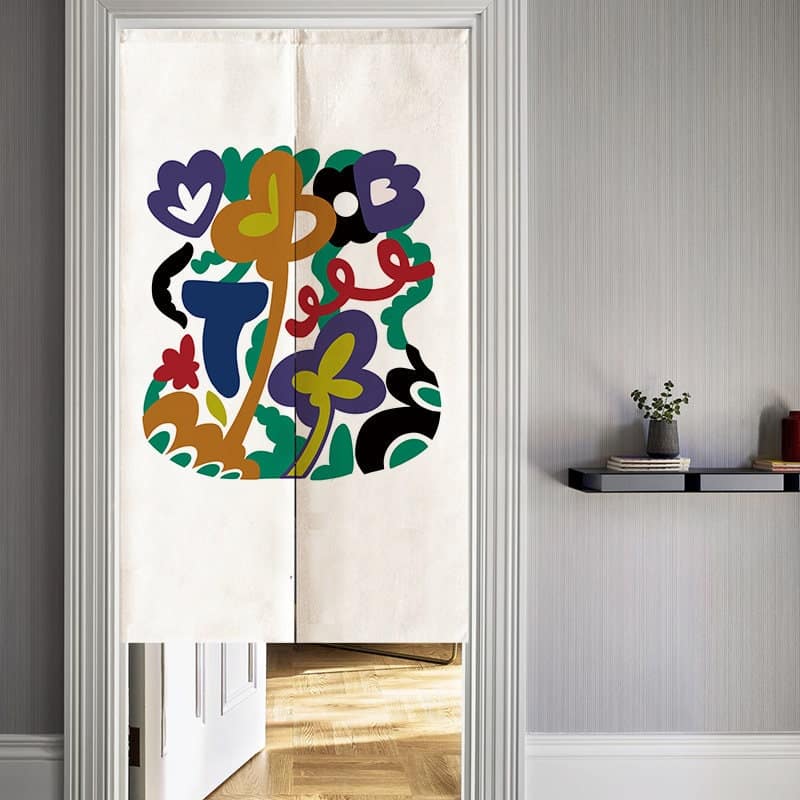 Matisse Inspired Abstract Art Illustration Doorway Entrance Curtain Noren image 2
