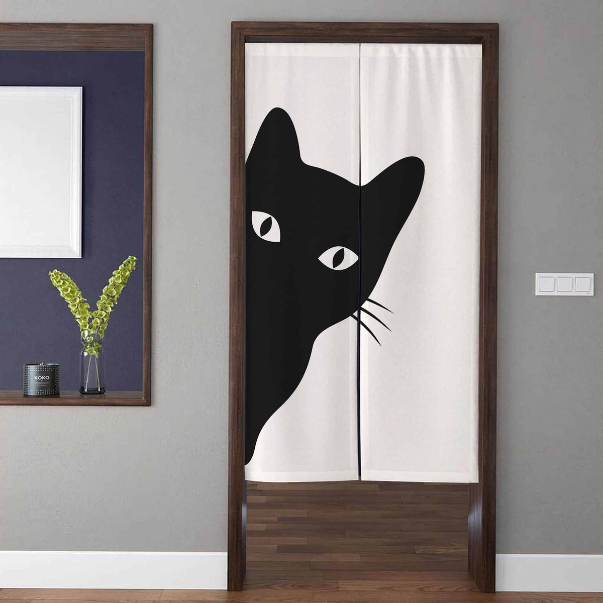 Modern Minimalistic black cat pattern Doorway Curtain image 0