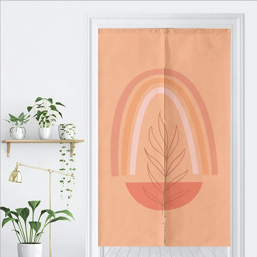 Bright orange background Doorway Curtain Noren image 1