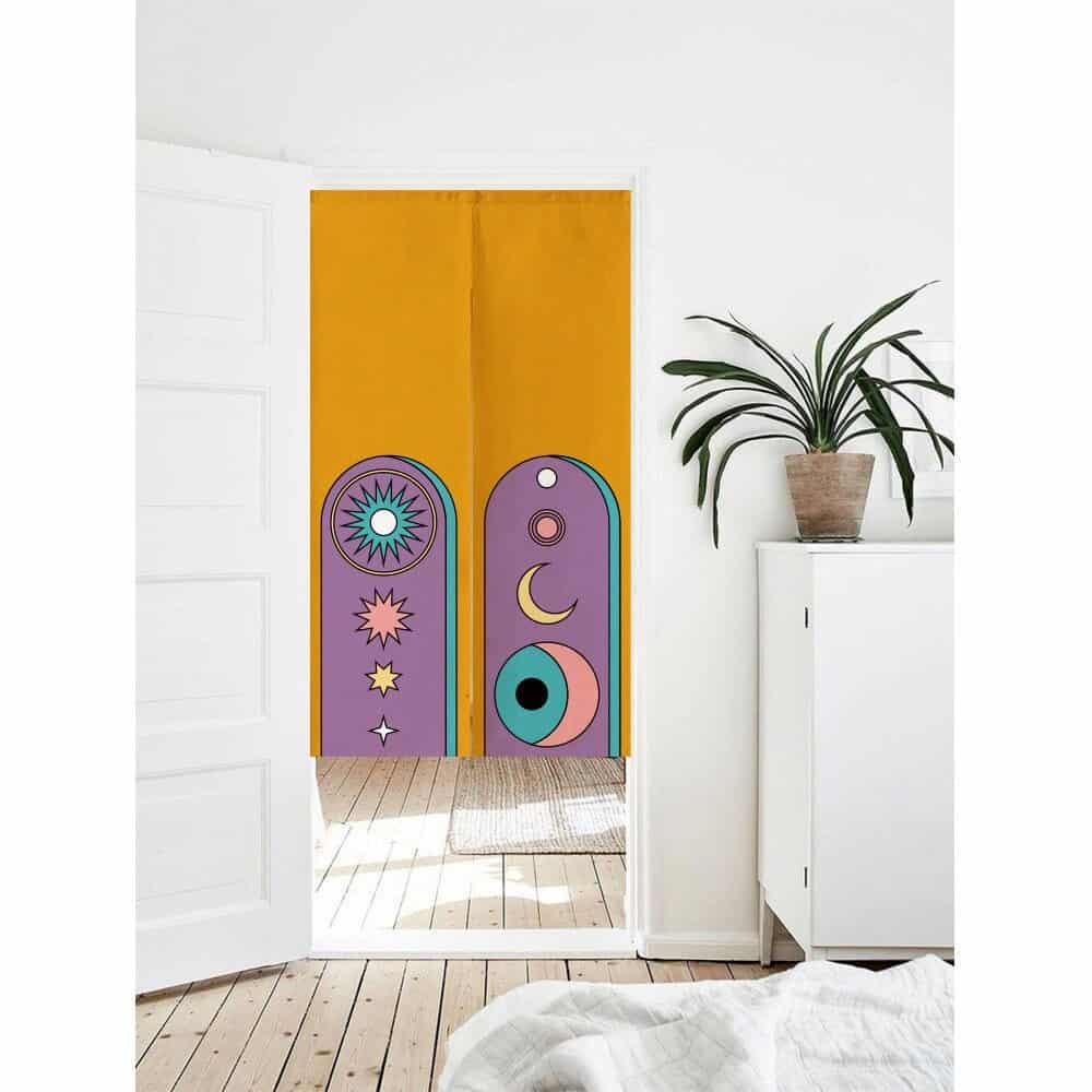 Aesthetic Abstract Moon and Sun Art Doorway Curtain Noren image 0