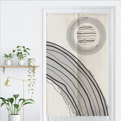Black line pattern door curtain image 1