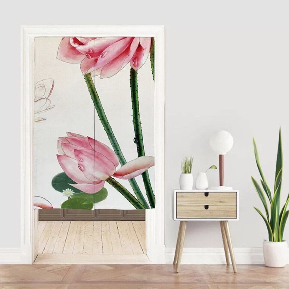Lotus Floral Doorway Noren Curtain image 1