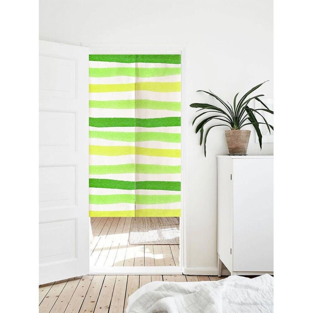 Green Themed  Watercolour Strips Art Print Doorway Curtain Noren image 0