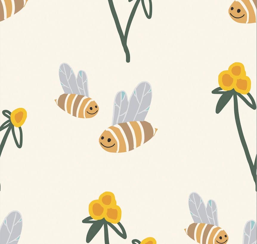 Hand Drawn Bee Print Doorway Noren Curtain image 2