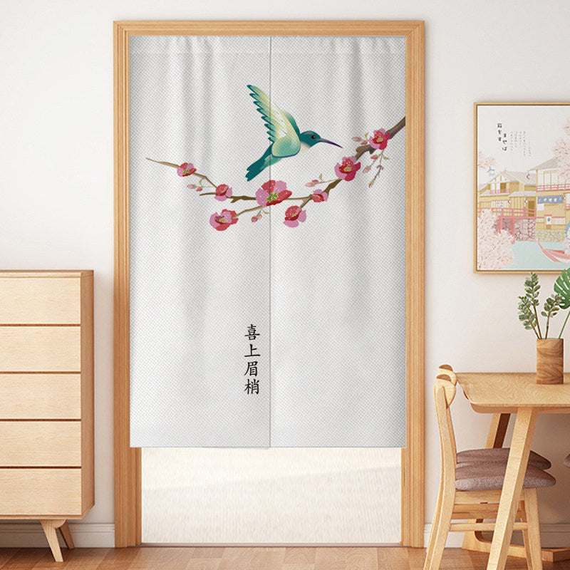 Japanese Traditional Minimalist Twin Koi Fish, Pink Lotus & Shun Sui Calligraphy Doorway Curtain Noren Zen Room Divider