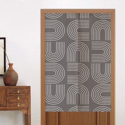 Grey U Shaped Pattern Door Curtain