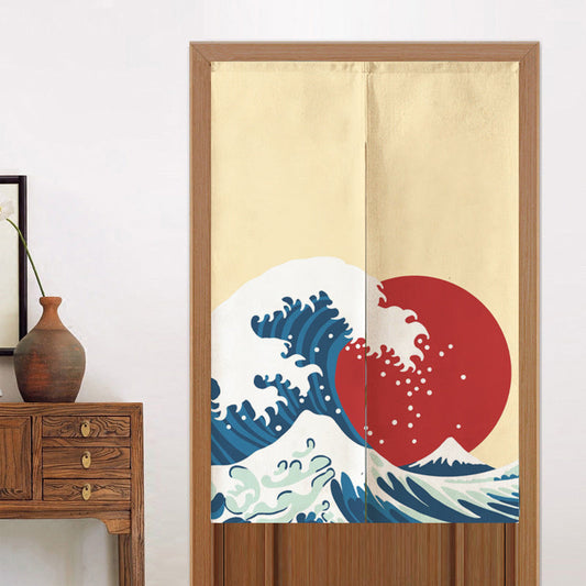 Ukiyoe Waves Sunset Door Curtain