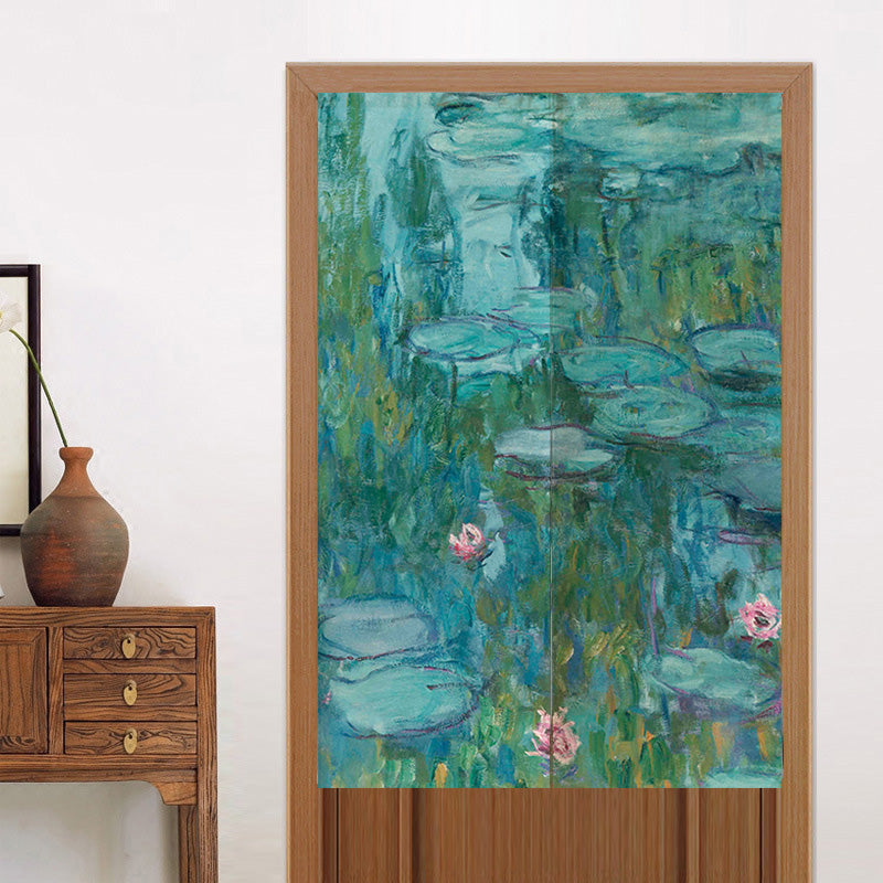 Oil Painting Water Lily Door Curtain