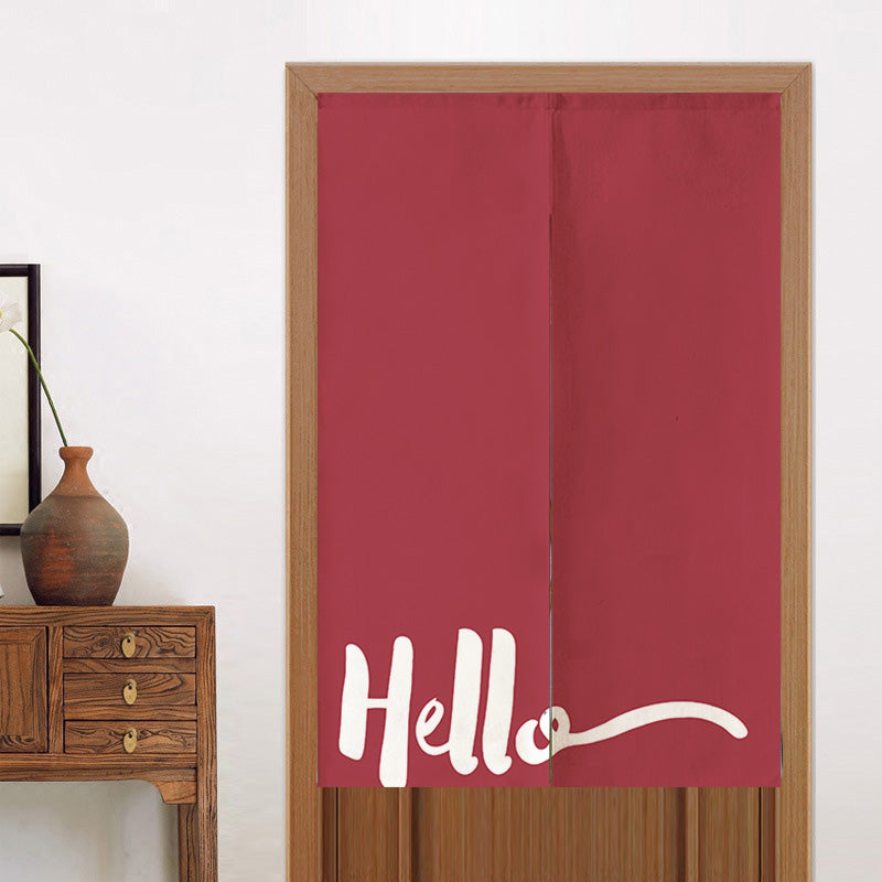 Red Background Hello Door Curtain