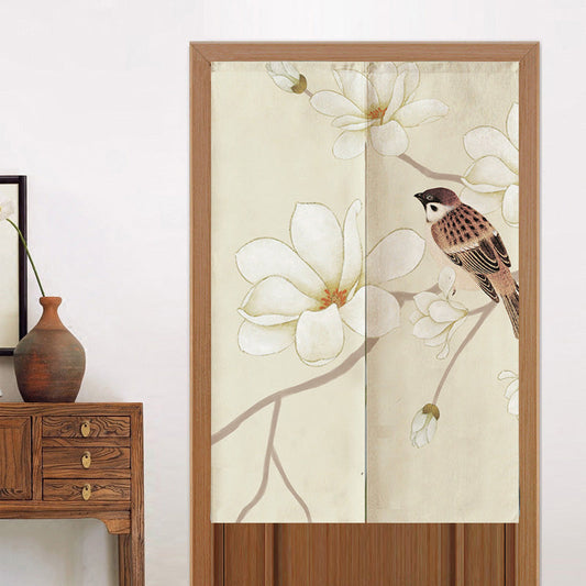 Sparrow Magnolia Flower Door Curtain