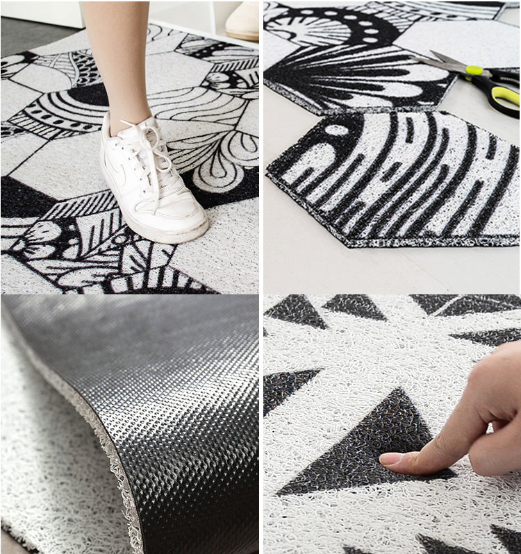 Happy Wave Door Mat - Low Profile Non-Slip PVC Coil Entrance Rug | Washable Indoor Outdoor Dirt Trapper Mat