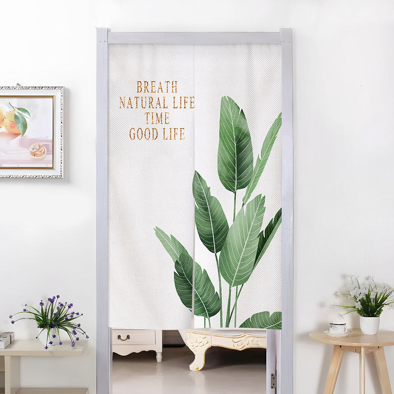 Minimalist Tropical Banana Leaves & Golden Breath Natural Life Typography Doorway Curtain Noren Room Divider